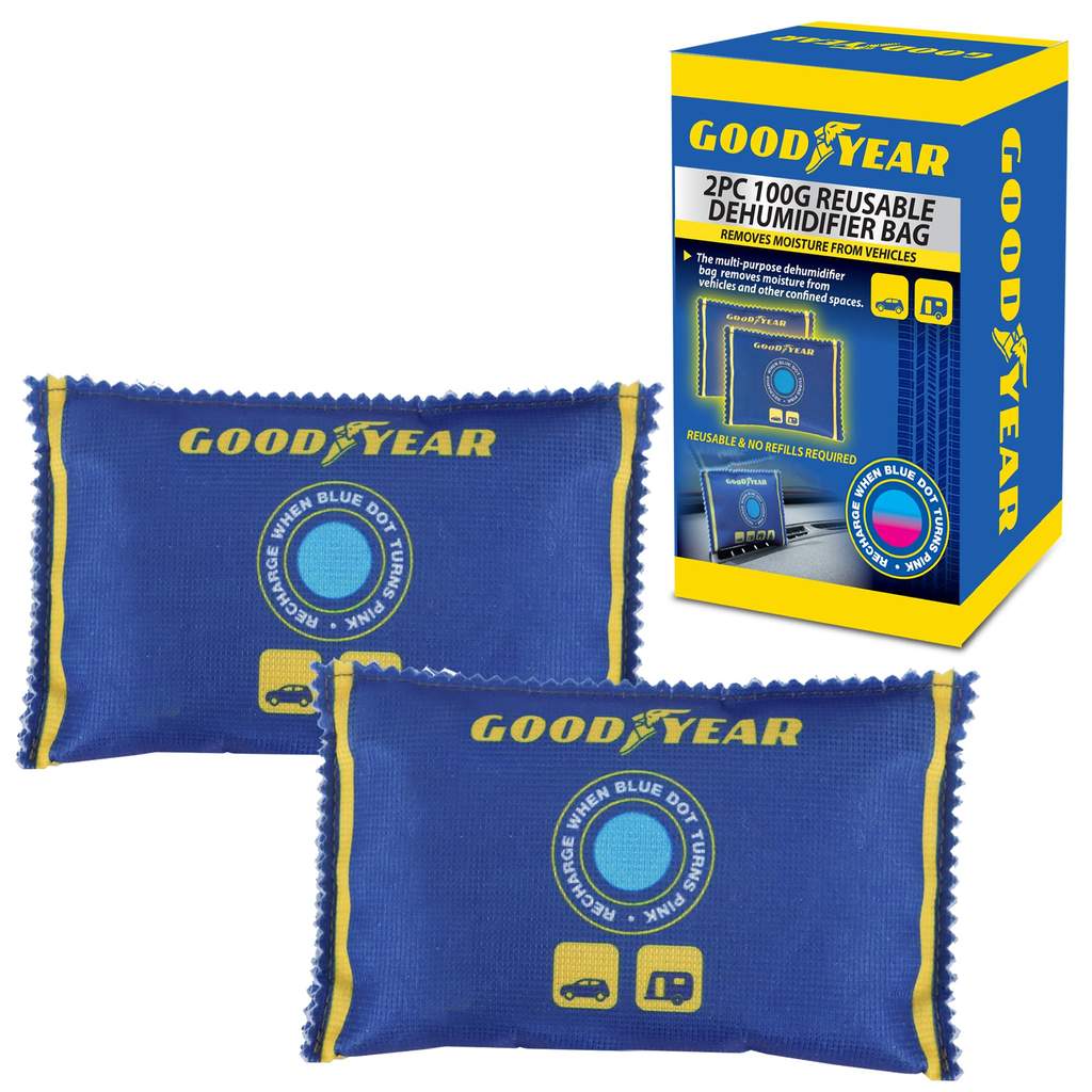 Goodyear 2 Pack, 100g Reusable Car Dehumidifier Bags