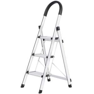 WolfWise 3-Step Stool Ladder Anti-Slip with Rubber Hand Grip 330lbs Capacity | 4 Step £35, With Voucher Sold By TonorDirect UK FBA