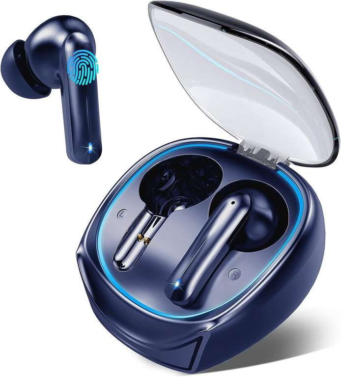 Bluetooth 5.3 headphones with gaming mode , in blue,white or black w/voucher sold by NBZ-UK
