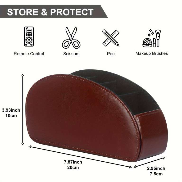 Remote Control Holder, 5 Compartment Faux Leather Desk Organizer £0.88 ...
