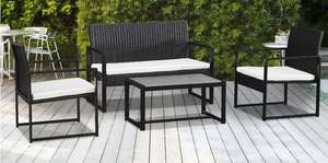 Outdoor Essentials 4 Seater Black Rattan KD Sofa Lounge Set
