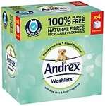 Pack of 4 Andrex Washlets White Moist toilet tissue + Free Click & Collect