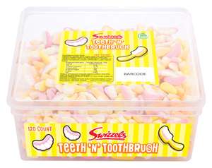 Swizzels Sweet Tubs, Teeth N Toothbrush Foam Gums, Fruit Flavour Sweet Gums, Sharing Tub of 120 Sweets ( £4.46 - £4.73 w/ S&S )