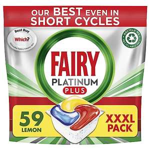 Fairy Platinum Plus All-In-1 Dishwasher Tablets Bulk, 59 Tablets , Lemon, XXL Pack - £10.70 - Prime Exclusive @ Amazon
