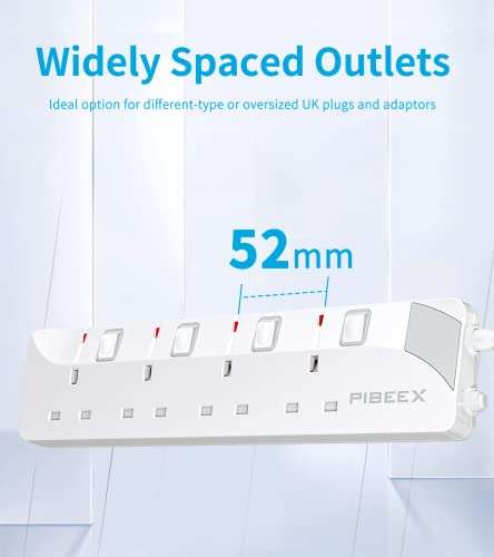 PIBEEX Extension Lead 4 Way Multi Plug Extension Sockets 1.5M Extension Cord 13A £13.59 Sold by YICOO-UK and Fulfilled by Amazon