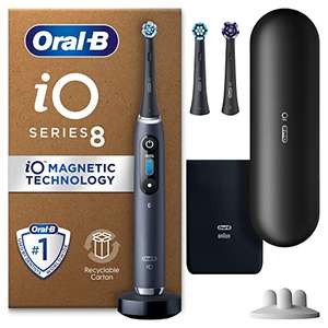 Oral-B iO8 Electric Toothbrushes - 3 Toothbrush Heads, Travel Case & Toothbrush Head Holder, 6 Modes, Teeth Whitening, 2 Pin UK Plug