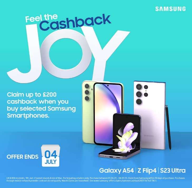 Samsung Galaxy S23 Ultra Lavender 512GB and Samsung Galaxy Chromebook Go Silver, 64GB (UK Version) £1249 - £200 Cashback, £1,049.00 @ Amazon
