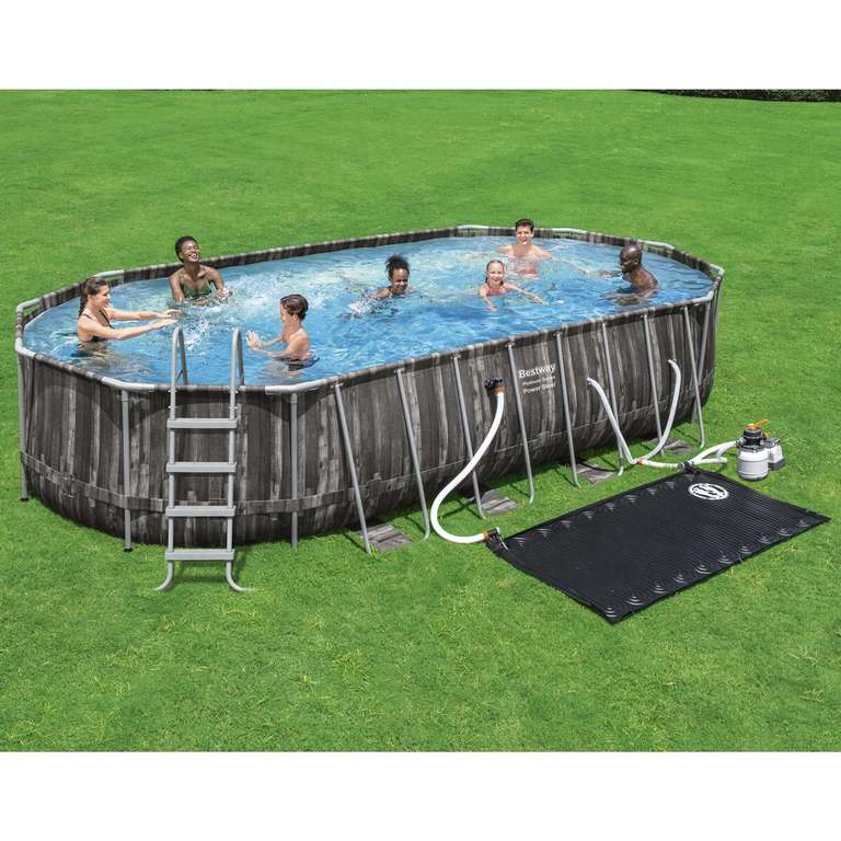 Bestway 22ft x 12ft Power Steel Oval Frame Pool with Sand Filter Pump