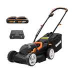 WORX Cordless Lawn Mower with 2 x 20 V Batteries, 34cm, WG779E.2