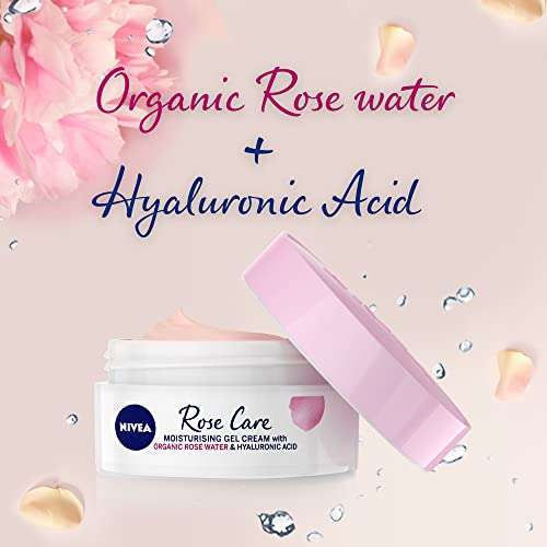 NIVEA Soft Rose 24h Day Cream (50 ml), Face Care with Rose Water and Hyaluron, Light Gel Face Cream -- £2.50/£2.25 Subscribe & Save @ Amazon