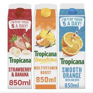 Tropicana Juices Smooth Orange / Sensations Multivitamin Boost / Strawberry & Banana, 850ml - 99p each at Farmfoods