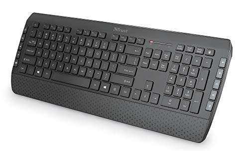 Trust 24031 Tecla-2 Wireless Keyboard and Mouse Set with QWERTY UK Layout, Silent Keys, Full-Size Layout, 10 m Range, del late Aug