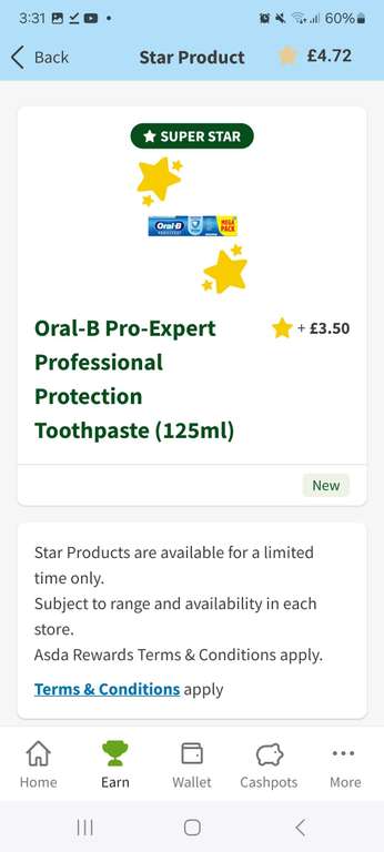Oral-B Pro-Expert Professional Protection Toothpaste on (+£3.50 back in Cashpot Rewards)