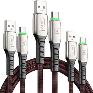USB C Cable, [3 Pack] INIU 3.1A QC Fast Charging Type C Phone Charger, (0.5+1+2m) Zinc Alloy USB A to C Cables £5.99 @ Amazon
