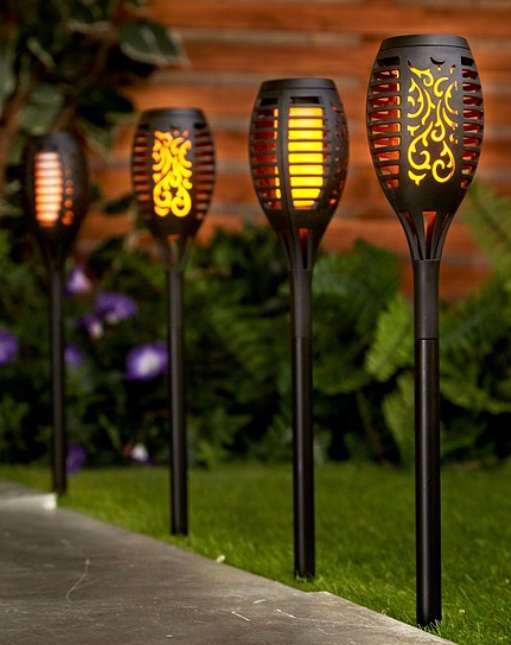 Pack of 4 Solar Flame Effect Torch Stake Lights