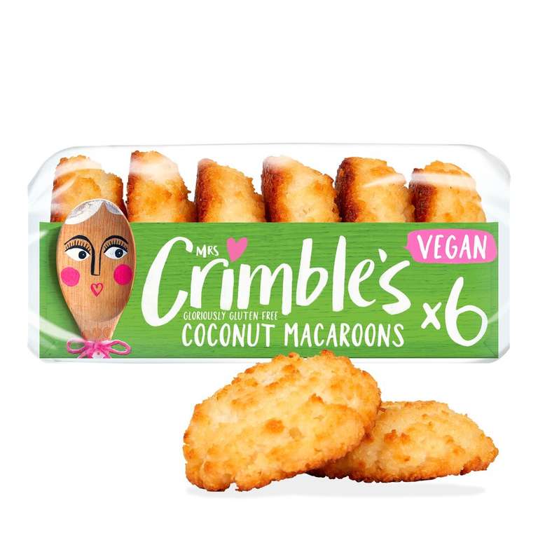 Mrs Crimble's 6 Gluten Free Coconut Macaroons 180G/6 Gluten Free Vegan Chocolate Macaroon 195G Clubcard Price