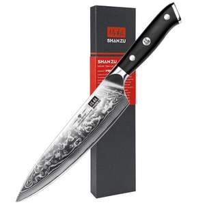SHAN ZU Chef Knife 8 Inch Japanese Steel Damascus Kitchen Knife, Sharp High Carbon Super Steel 67 Layers with G10 Handle