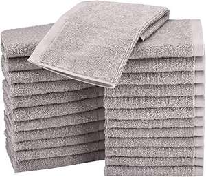 Amazon Basics 24-Piece Fade-Resistant and Highly Water Absorbent Cotton washcloth Set, Grey, 30 cm x 30 cm