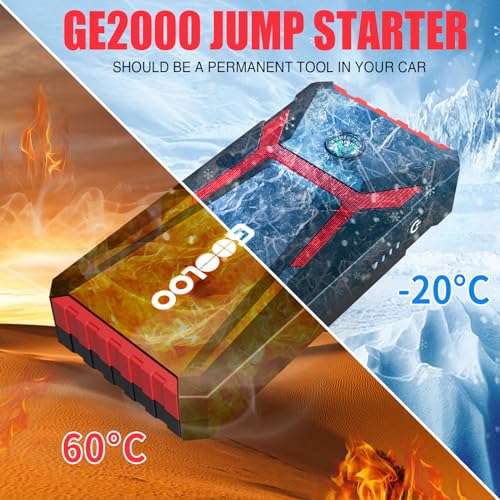 GOOLOO Jump Starter Pack Quick Charge in & out 2000A | GP2000 Jump Starter 2000A Battery Pack - £43.49 - w/Voucher, By Landwork FBA