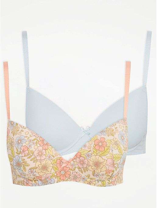 Floral T-Shirt Bras 2 Pack sizes 32C to 42F free C&C