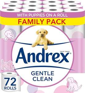 Andrex Gentle Clean Puppies on Roll Recycled Toilet Paper, 72 Rolls - Sold by youshop_23