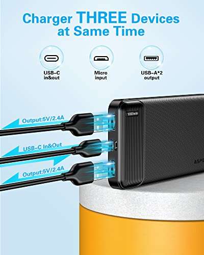 AsperX 2-Pack Power Bank Portable Charger Fast Charging 10000mAh, PowerBank - £19.99 @ Dispatches from Amazon Sold by JIAHONGJING STORE
