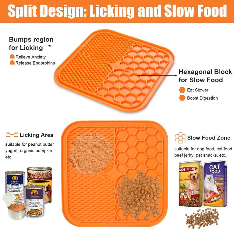 AiQInu Dog Lick Mat with Suction Cup, Pack of 2 Dog Lick Mat BPA-Free with 1 Silicone Spatula, Slow Feeder Dog Lick Mat