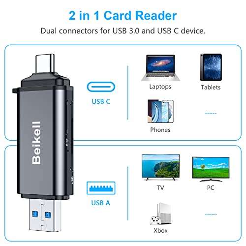 Beikell Dual Connector USB C Card Reader USB 3.0 Memory Card Adapter - £5.09 @ ACCER TRADING LIMTED LTD / Amazon