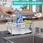 HapiRm Sink Caddy, Kitchen Sink Organiser with Detachable Brush Holder, Sponge Holder for Sink Tidy Auto Draining Tray - Sold by DANP FBA