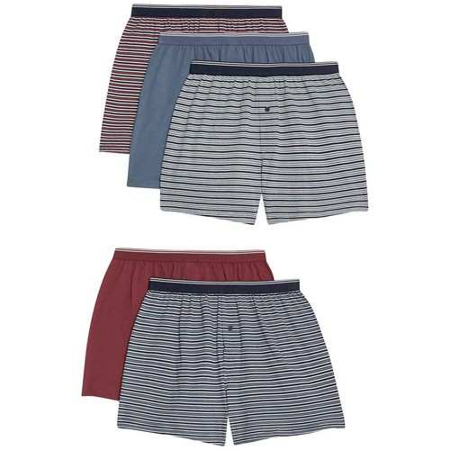 M&S Mens Pure Cotton Cool & Fresh Striped Boxers, 5 Pack, S