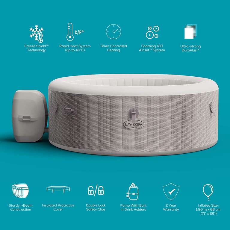 Lay-Z-Spa Cancun 4 person Inflatable hot tub - Rattan design with freeze shield £209.10 free collect select stores / £221.10 delivered @ B&Q