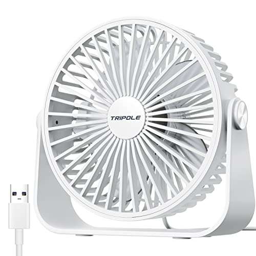 TriPole USB Desk Fan, 3 Speeds Strong Airflow Table Fan, 360°Rotation Mini Personal Fan - Sold by TriPole FBA