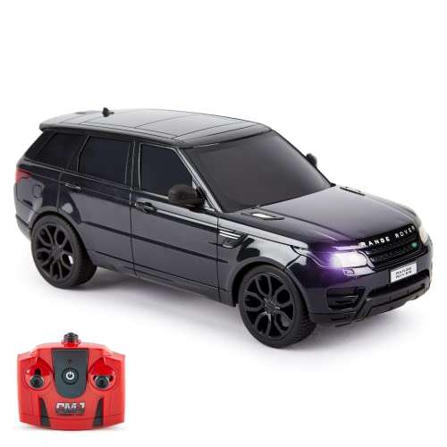 CMJ RC Cars TM Range Rover Sport Remote Control Car 1:24 scale with Working LED Lights, Radio Controlled Supercar (Range Rover Sport Black)