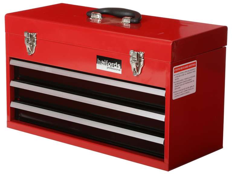 Halfords 3 Drawer Metal Portable Tool Chest - £28.08 with code Delivered @ Halfords