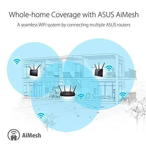 ASUS RT-AX58U V2 WIFI 6 AX3000 Dual-Band Extendable Mesh WiFi Router - £97.99 @ Amazon