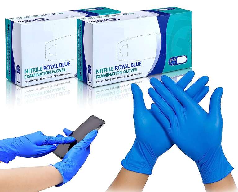 eatasty 200 Blue Gloves Nitrile Powder Free Extra Strong - Large - Shoppers Wear FBA