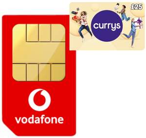 Vodafone 5G Sim Only Upgrade 100GB Data £15p/m (+ £78 Manual Casback + £25 Currys Gift Card) 12 Month @ Mobiles.co.uk Via Giftcloud