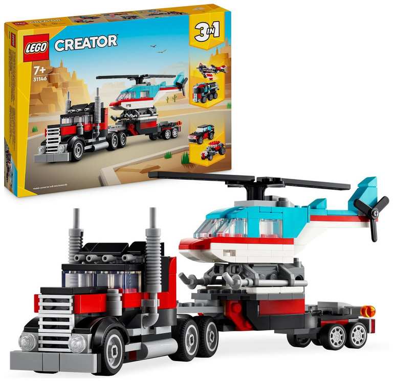 LEGO Creator 3in1 Flatbed Truck with Helicopter 31146 - With Voucher