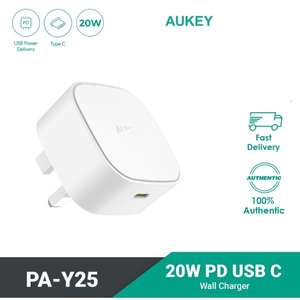 Aukey PA-Y25 20W Power Deliver USB-C Mini Charger - £7.64 using code delivered @ MyMemory