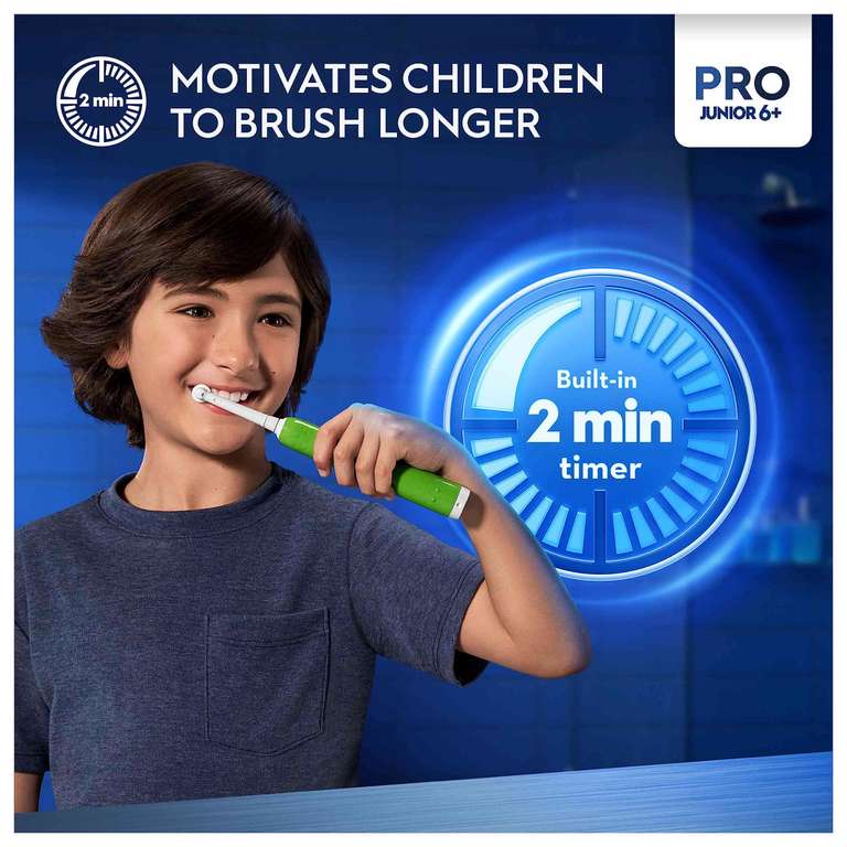 Oral-B Pro Junior Kids Electric Toothbrush, Gifts For Kids, 1 Toothbrush Head, 3 Modes With Kid-Friendly Sensitive Mode, For Ages 6+