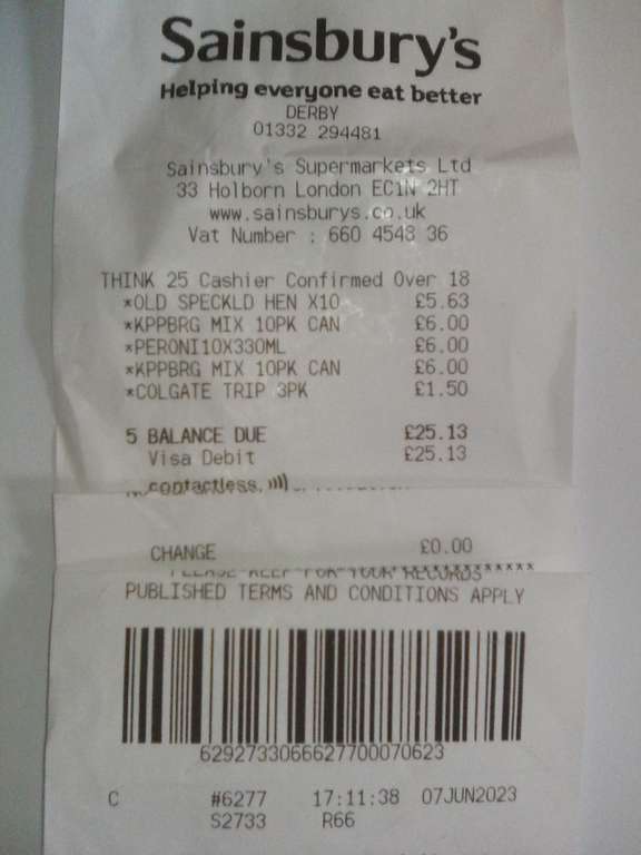 Old Speckled Hen 10x440ml £5.63 / Peroni Nastro Azzurro 10x330ml £6 Instore @ Sainsbury's Derby
