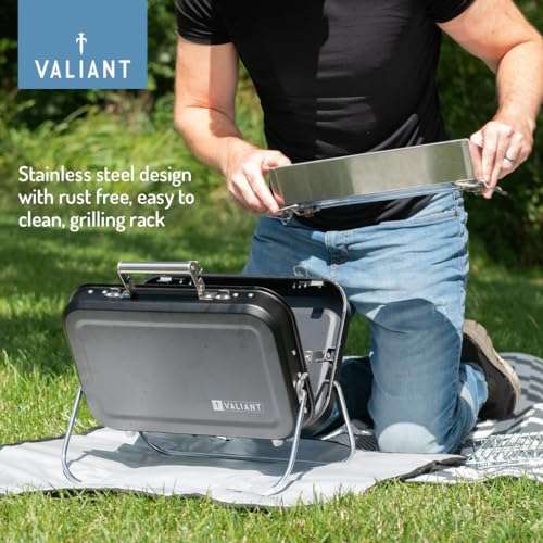Valiant Portable Folding Picnic and Camping BBQ - Black