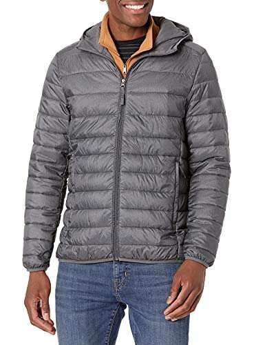 Amazon Essentials Men's Lightweight Water-Resistant Packable Hooded Puffer Jacket Size L Colour Charcoal Heather £19.90 @ Amazon