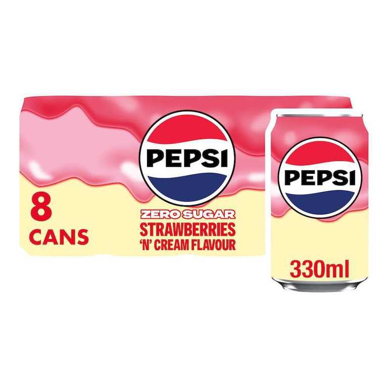 Pepsi Treats Strawberries & Cream, 8 x 330ml - S&S £2.92