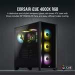 CORSAIR iCUE 4000X RGB Tempered Glass Mid-Tower ATX PC Case - 3x SP120 RGB ELITE Fans - iCUE Lighting Node CORE Controller - High Airflow