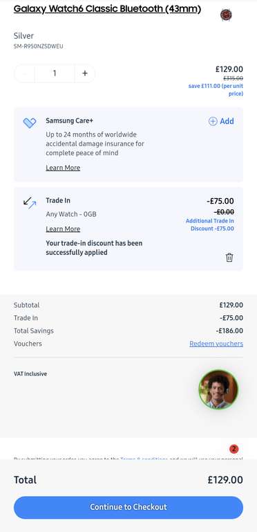 Samsung Galaxy Watch 6 (£129 with trade in) via Student Portal