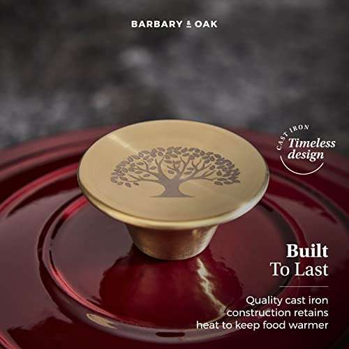 Barbary & Oak Round Cast Iron Casserole Pan with Durable Enamel Interior, 20cm