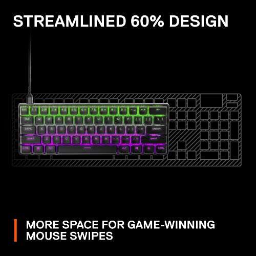 SteelSeries Apex Pro Mini Mechanical Gaming Keyboard with Adjustable Actuation Compact 60% Form Factor