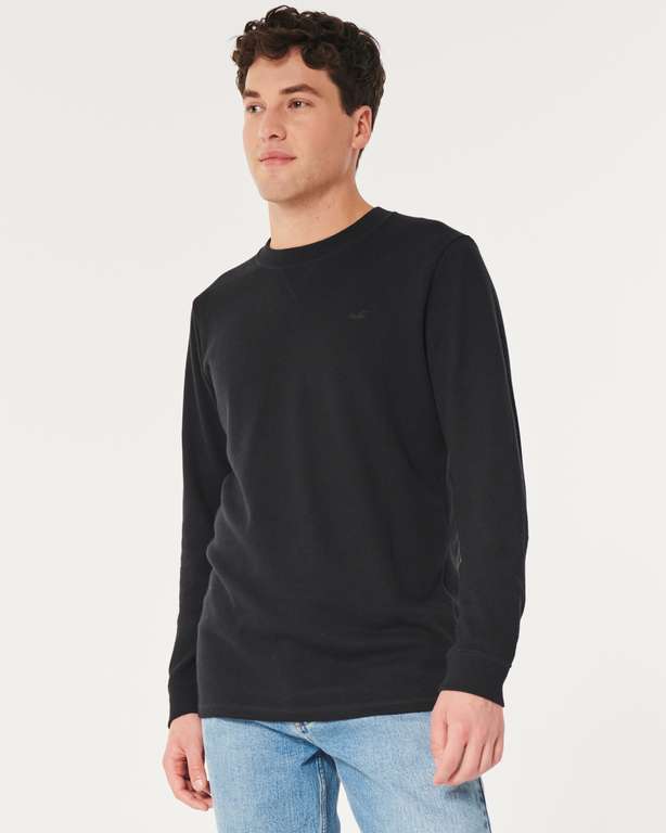 Hollister Long-sleeve Icon Waffle Crew T-shirt free C&C member price (free delivery for gold members)
