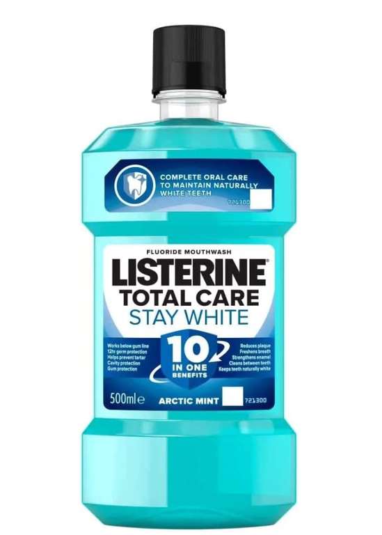 Listerine Advanced Stay White Tartar Control Mouthwash, 500ml (£1.68 S&S with 15% voucher)